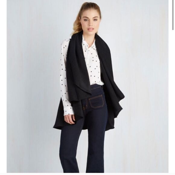Modcloth Head to Macchiato‎ Knit Draped Circle Sweater Vest Cozy Cardigan OS - Picture 1 of 8